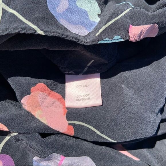 Beautiful Sz 6 Rebecca Taylor quarter Sleeve Floral Silk Blouse - Picture 9 of 12